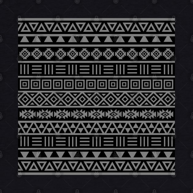 Aztec Influence Pattern Gray on Black by NataliePaskell